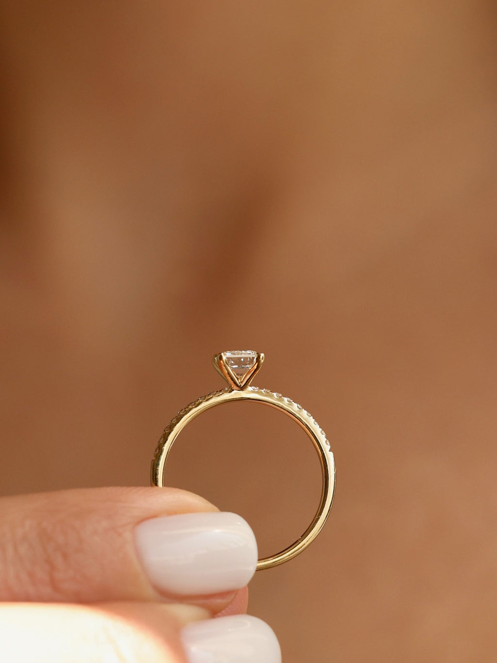 0.9 CT - 2.9 CT Emerald Cut Lab grown Diamond Pave Engagement Ring