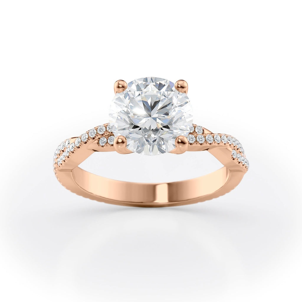 2 CT Round Cut Twisted Pave Moissanite Engagement Ring