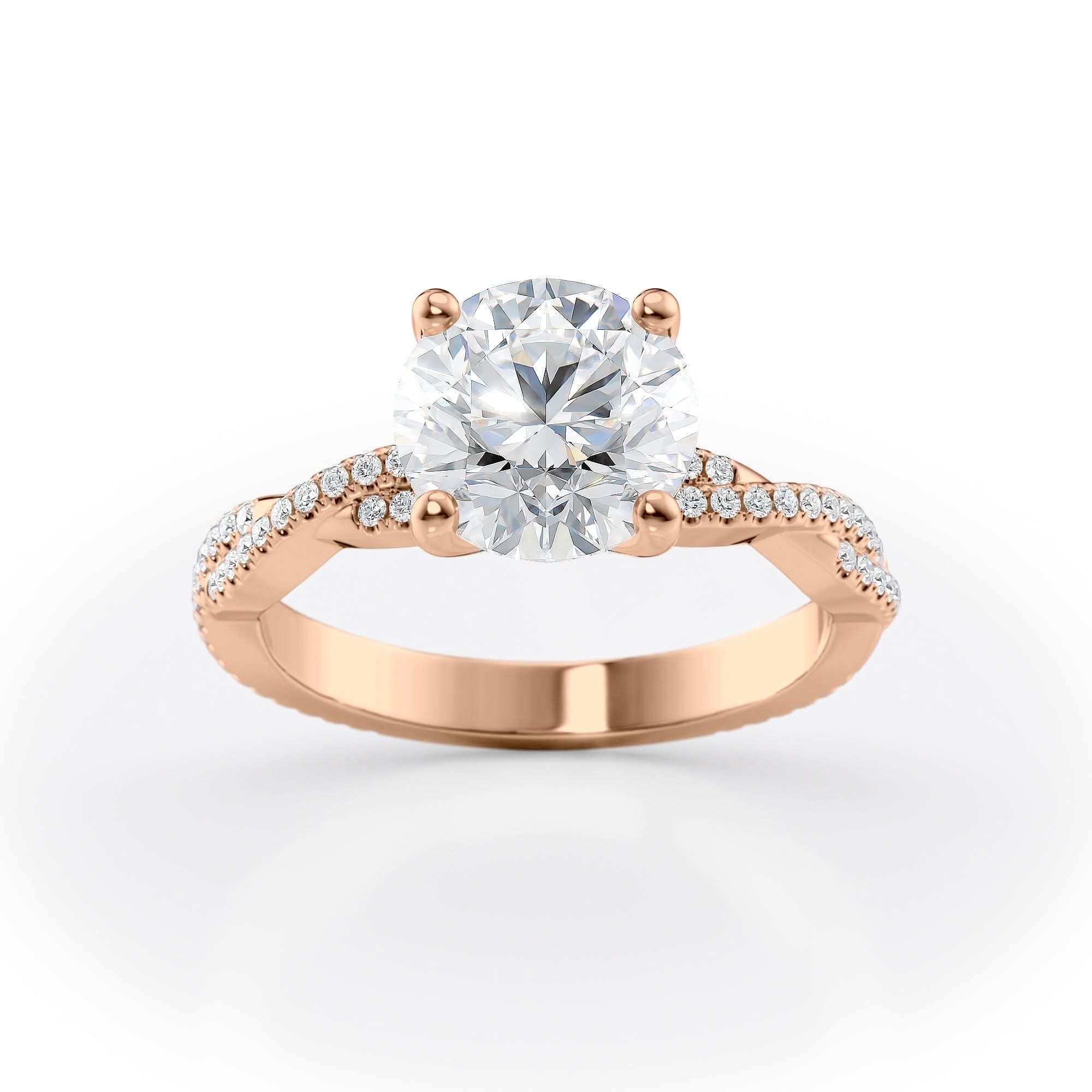 2 CT Round Cut Twisted Pave Moissanite Engagement Ring