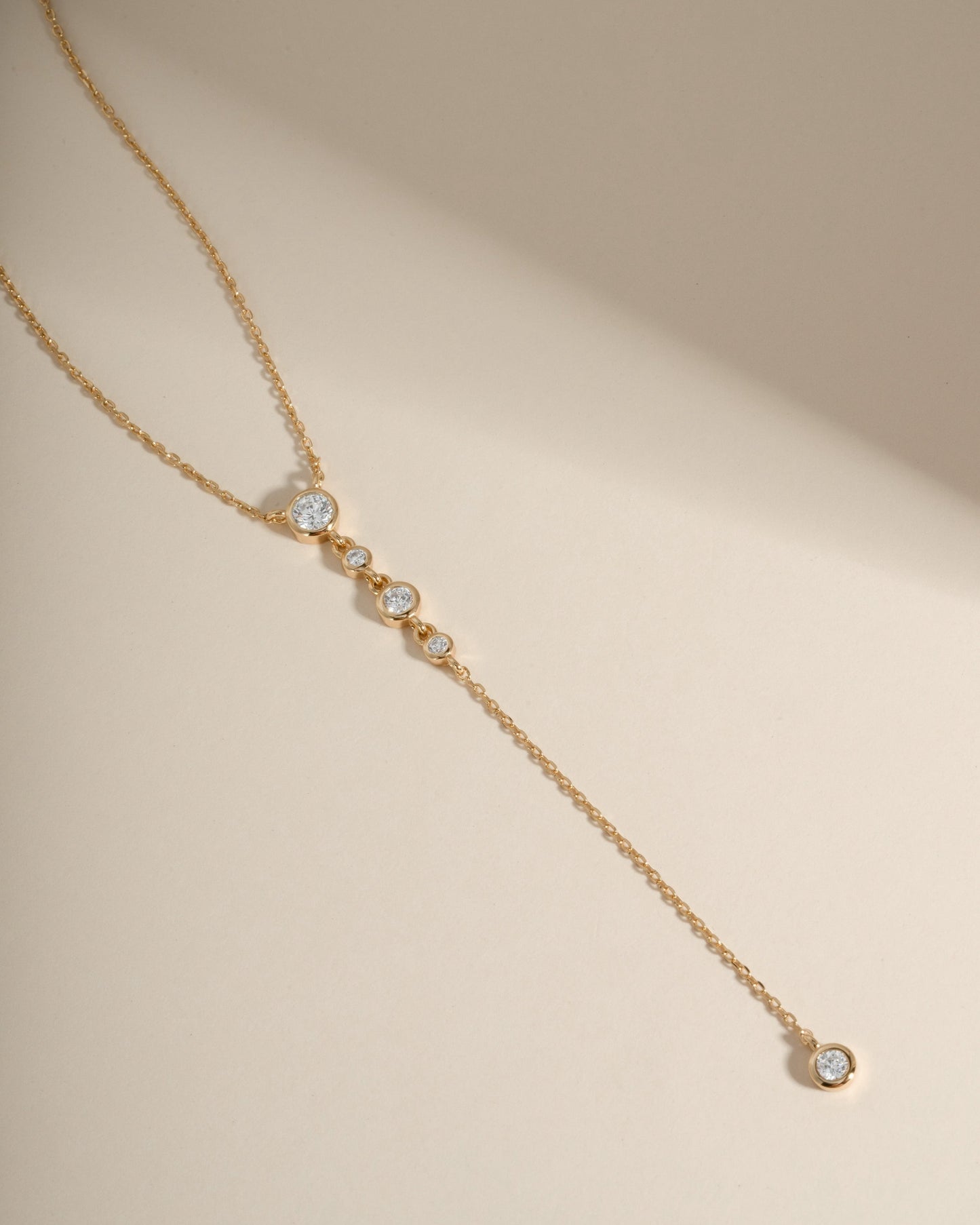 0.3 CT Round Moissanite Diamond Bezel Lariat Necklace