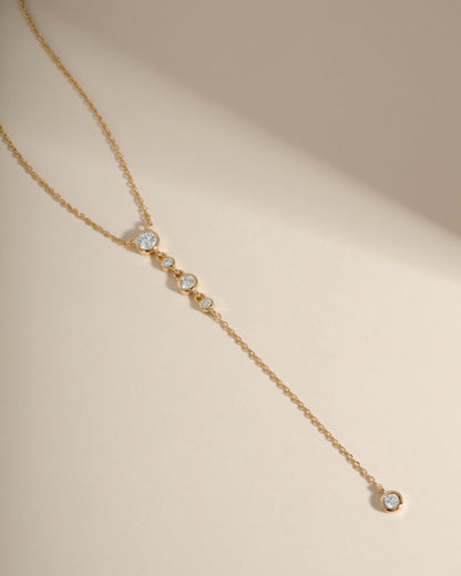 0.3 CT Round Moissanite Diamond Bezel Lariat Necklace