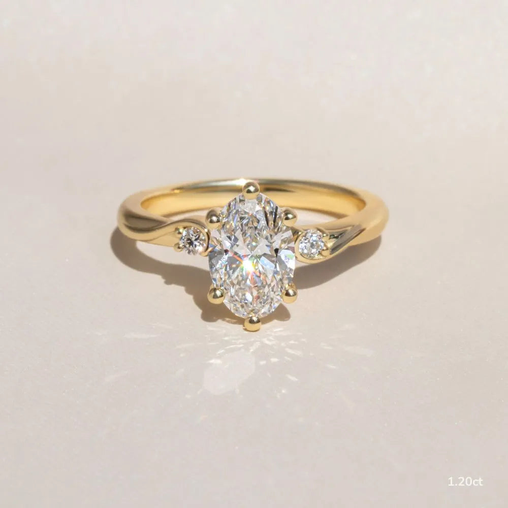 1 CT - 2 CT Oval Cut Three Stone Twisted Moissanite Engagement Ring