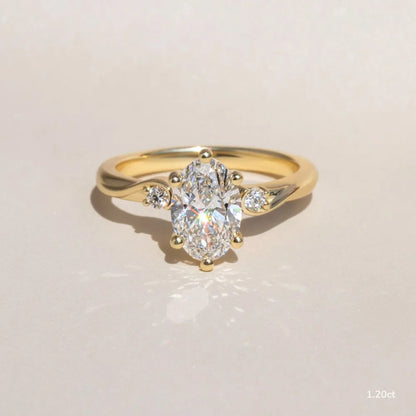 1 CT - 2 CT Oval Cut Three Stone Twisted Moissanite Engagement Ring