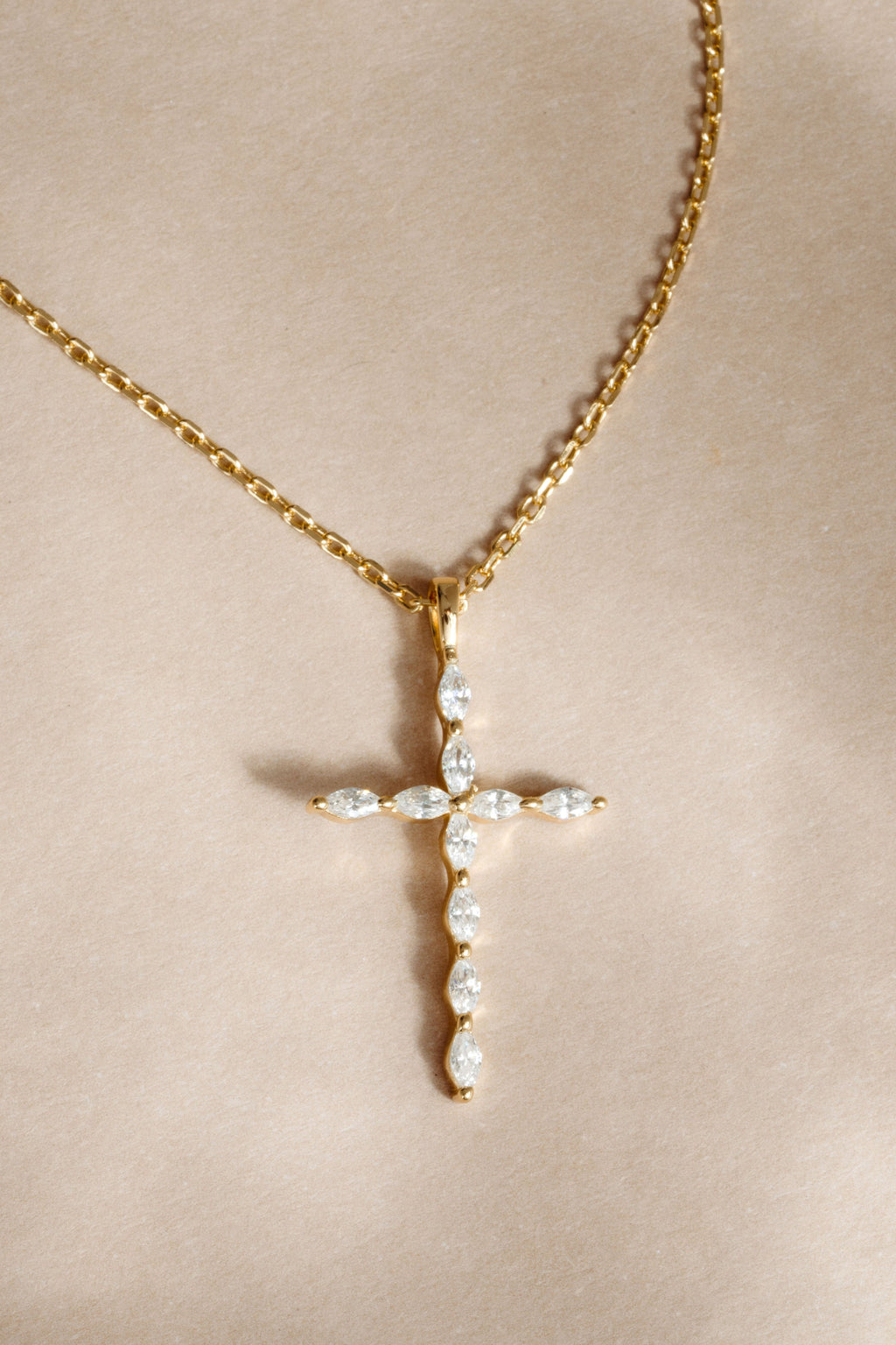 0.3 TCW Marquise Moissanite Diamond Cross Pendant Necklace