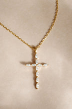 0.3 TCW Marquise Moissanite Diamond Cross Pendant Necklace
