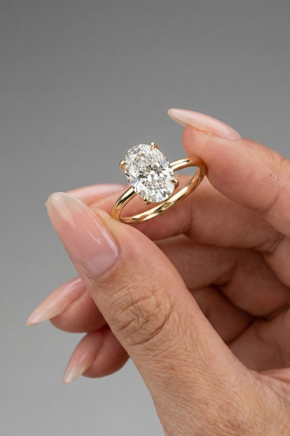 Oval Cut Petal Prong Style Moissanite Engagement Ring With Accent Stone