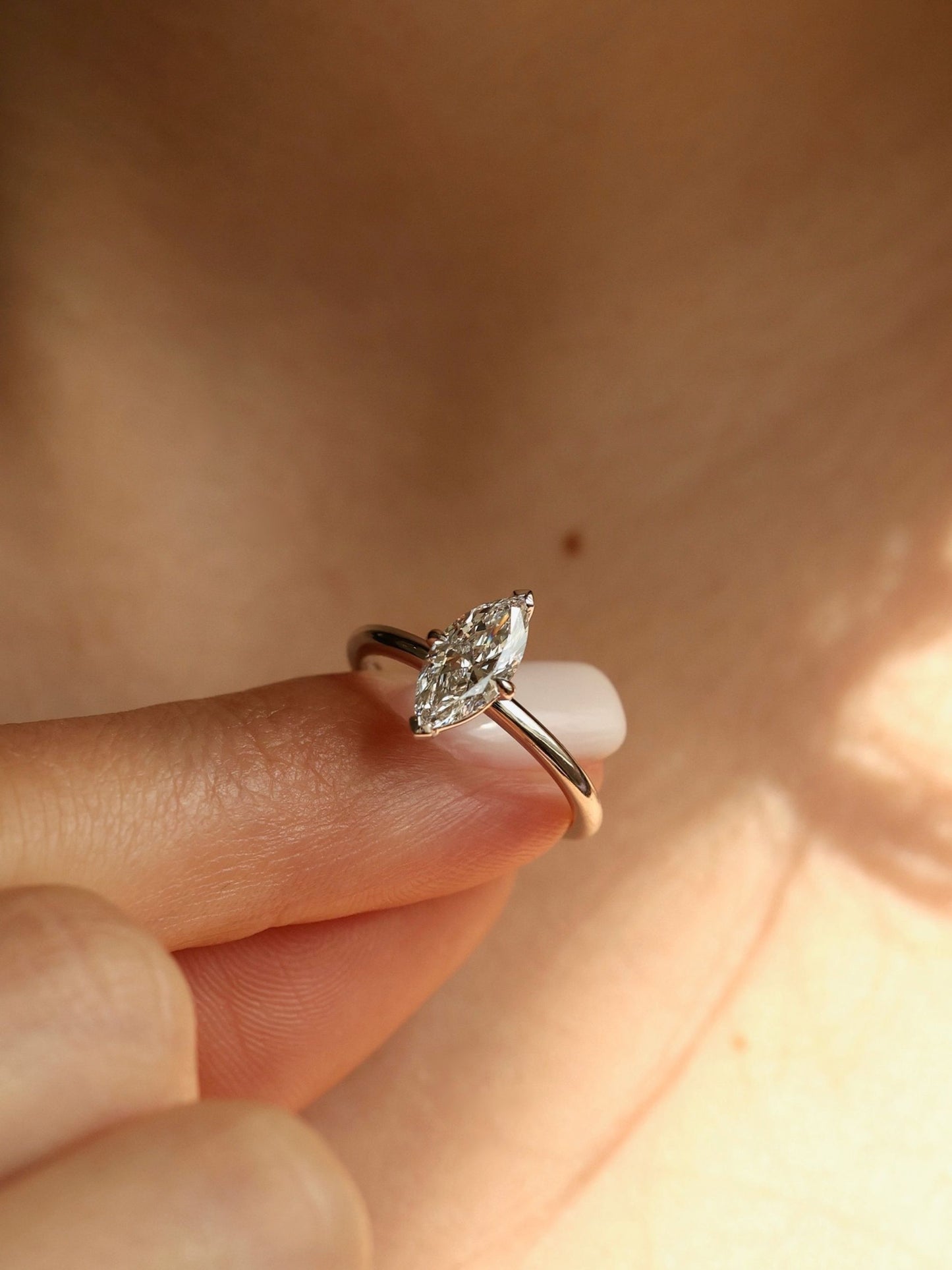 1 CT - 3 CT Marquise Cut Lab grown Diamond Solitaire Engagement Ring