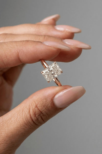 Radiant Cut Solitaire Moissanite Engagement Ring