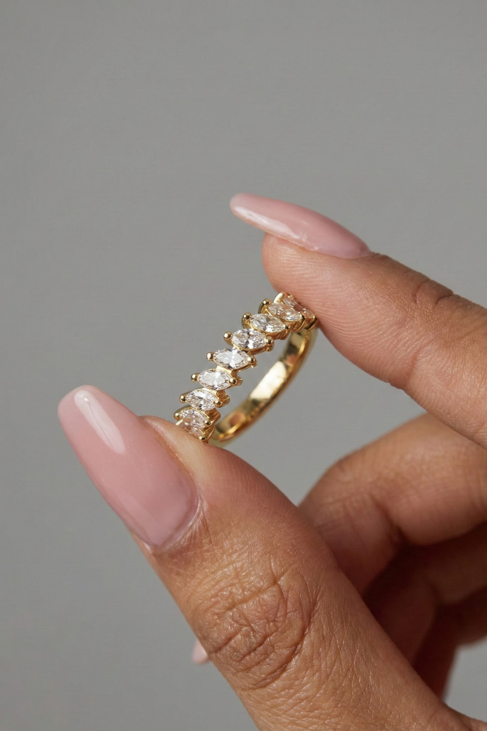 Marquise Moissanite Half Eternity Wedding Band