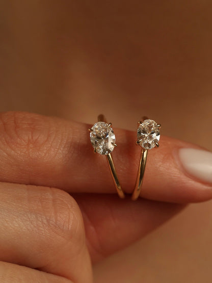 1 CT - 3 CT East-West Oval Cut Lab grown Diamond Solitaire Engagement Ring