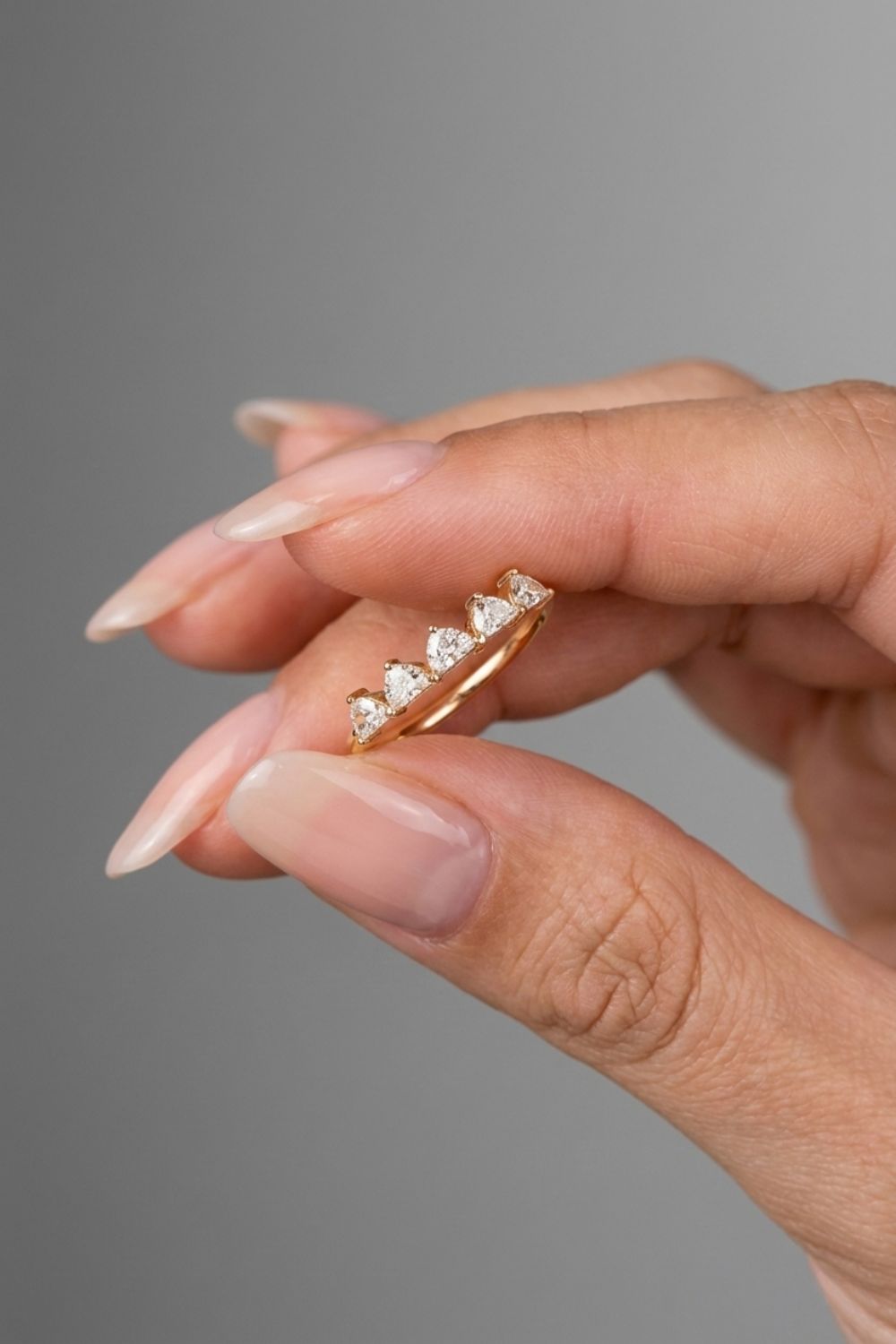 Half Moon CVD Diamond Shared Prong Pave Wedding Band