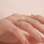 2 CT - 2.5 CT Elongated Cushion Cut Cluster Moissanite Engagement Ring