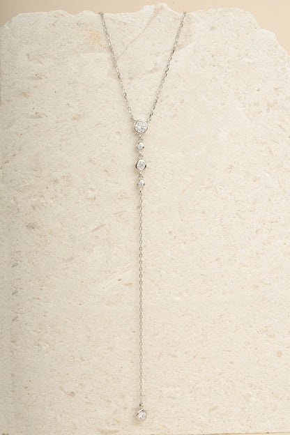 0.3 CT Round Moissanite Diamond Bezel Lariat Necklace