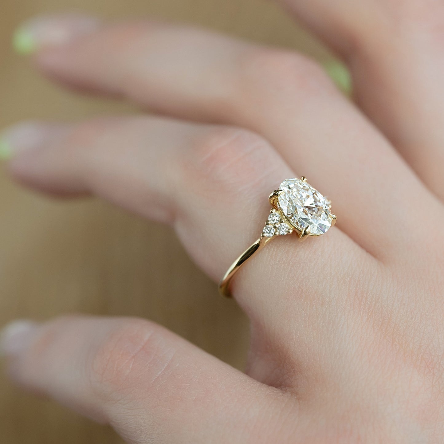 1.5 CT - 2.5 CT Oval Cut Cluster Moissanite Engagement Ring