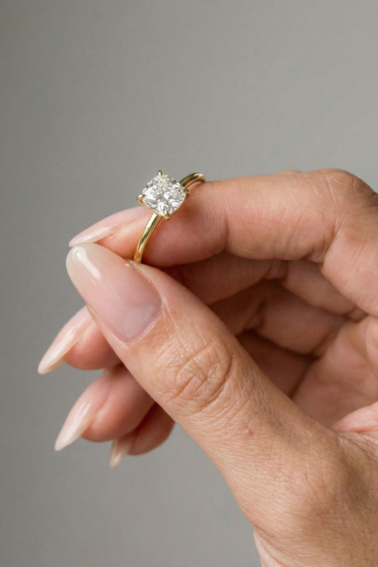 Cushion Cut Lab grown Diamond Solitaire Engagement Ring