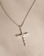 0.3 TCW Marquise Moissanite Diamond Cross Pendant Necklace