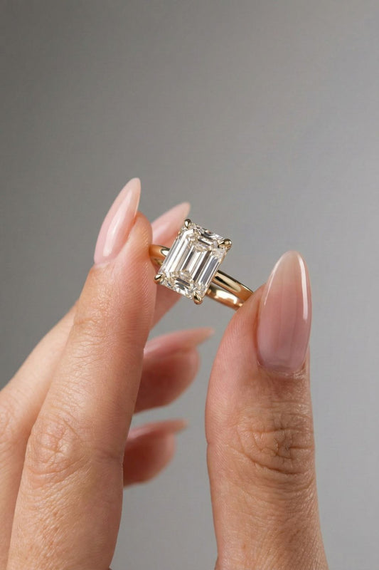 Emerald Cut Lab grown Diamond Solitaire Engagement Ring