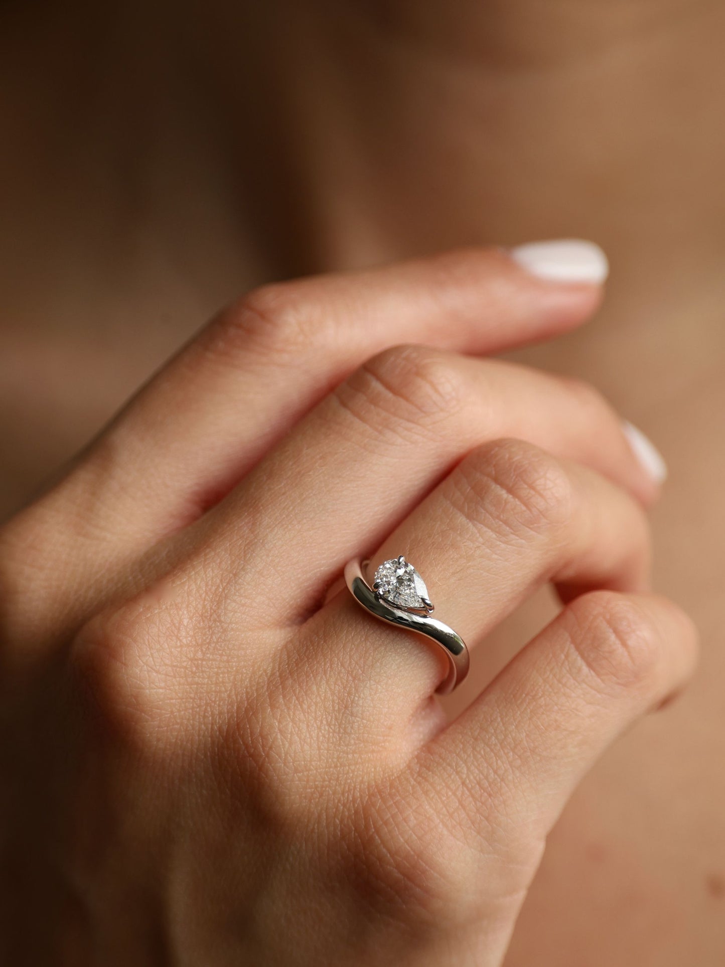 1 CT - 3 CT Pear Cut Lab grown Diamond Solitaire Engagement Ring