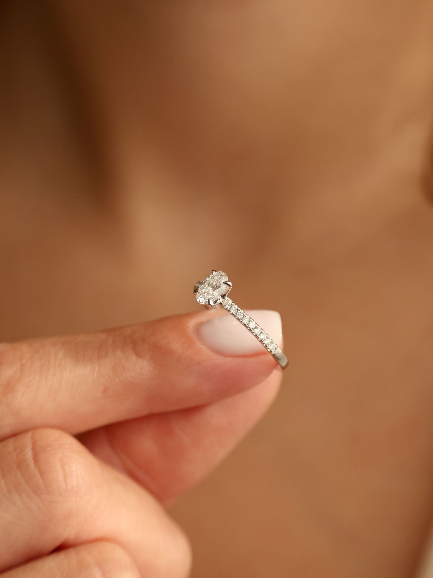 0.5 CT - 2.5 CT Oval Cut Lab grown Diamond Pave Engagement Ring