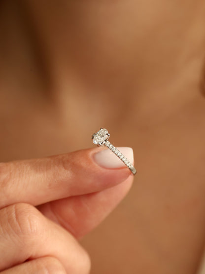 0.5 CT - 2.5 CT Oval Cut Lab grown Diamond Pave Engagement Ring