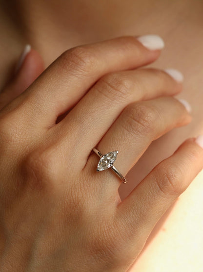 1 CT - 3 CT Marquise Cut Lab grown Diamond Solitaire Engagement Ring