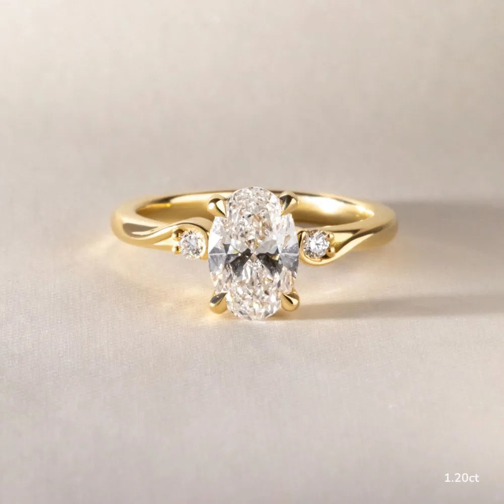 1 CT - 2 CT Oval Cut Three Stone Twisted Moissanite Engagement Ring