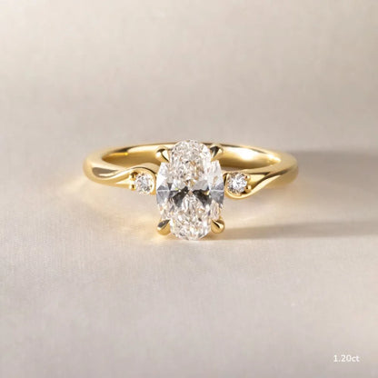 1 CT - 2 CT Oval Cut Three Stone Twisted Moissanite Engagement Ring