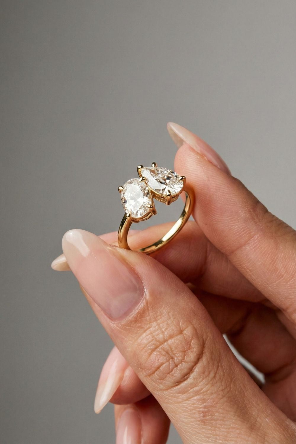 Pear & Oval Cut Lab grown Diamond Two Stone Engagement Ring