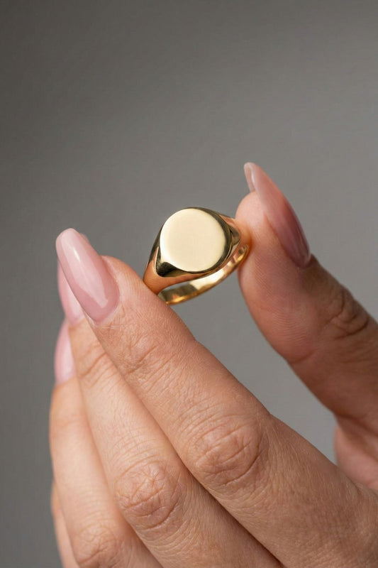 Signet Round Wedding Band For Men