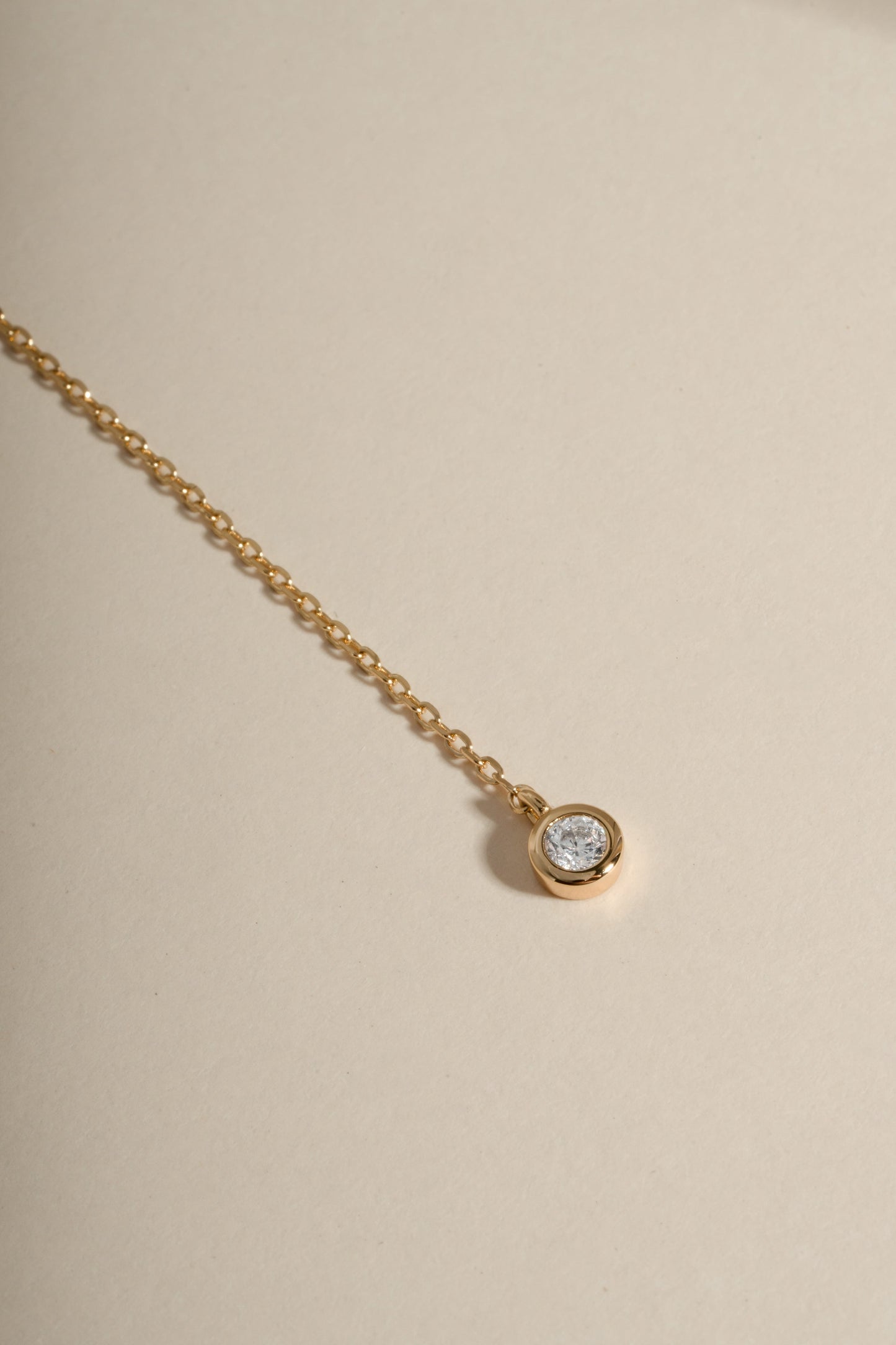 0.3 CT Round Moissanite Diamond Bezel Lariat Necklace
