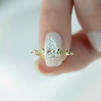 3 CT - 3.5 CT Pear Cut Milgrain Art Deco Style Moissanite Engagement Ring
