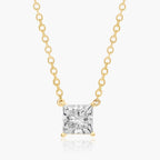 0.25 - 3.00 CT Princess Cut Moissanite Diamond Solitaire Necklace