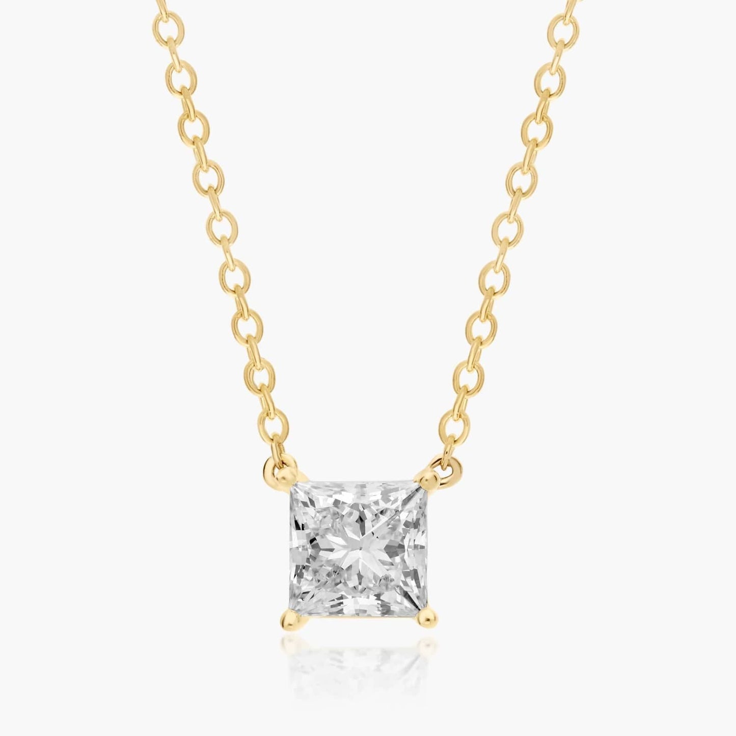 0.25 - 3.00 CT Princess Cut Moissanite Diamond Solitaire Necklace