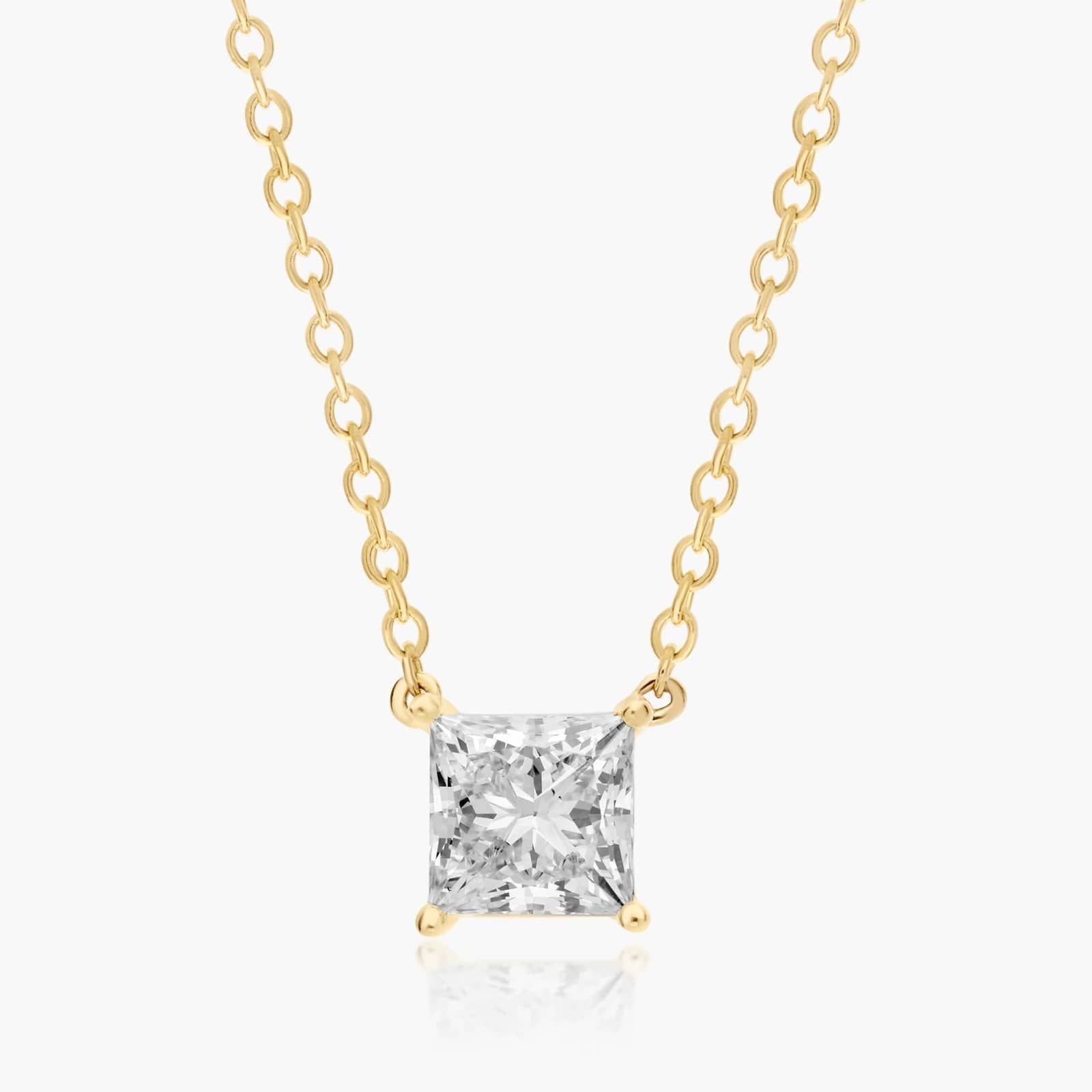 0.25 - 3.00 CT Princess Cut Moissanite Diamond Solitaire Necklace