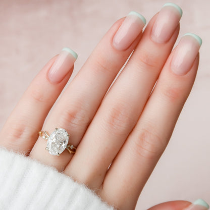1 CT - 2 CT Oval Cut Twig Style Moissanite Engagement Ring