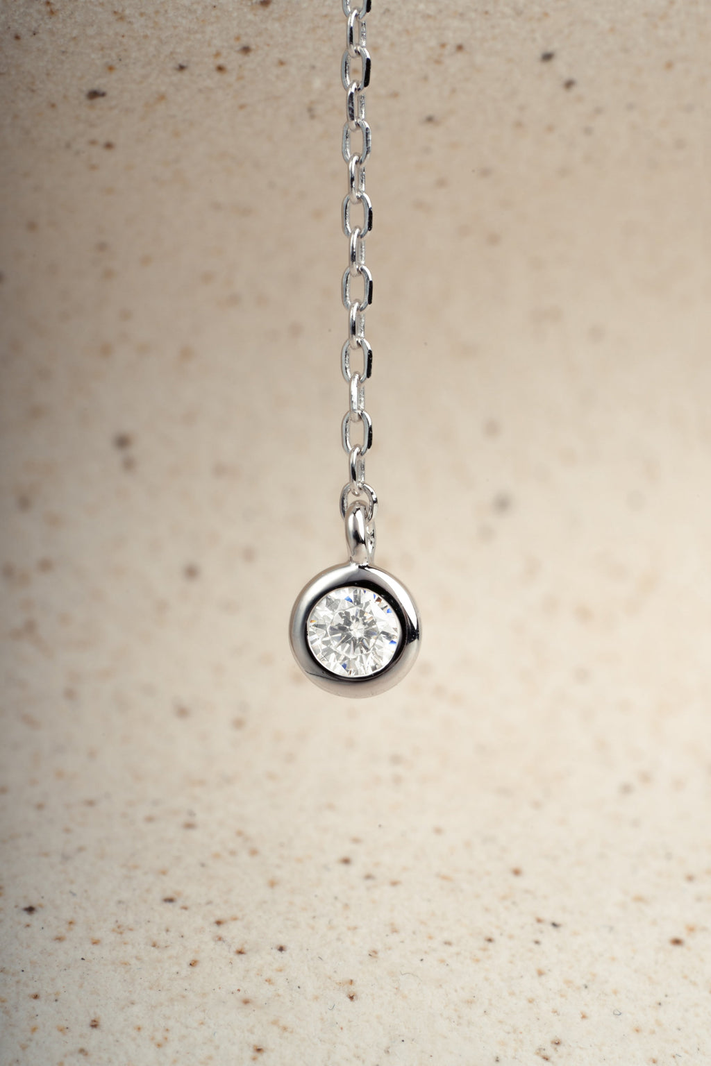0.3 CT Round Moissanite Diamond Bezel Lariat Necklace