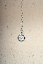 0.3 CT Round Moissanite Diamond Bezel Lariat Necklace