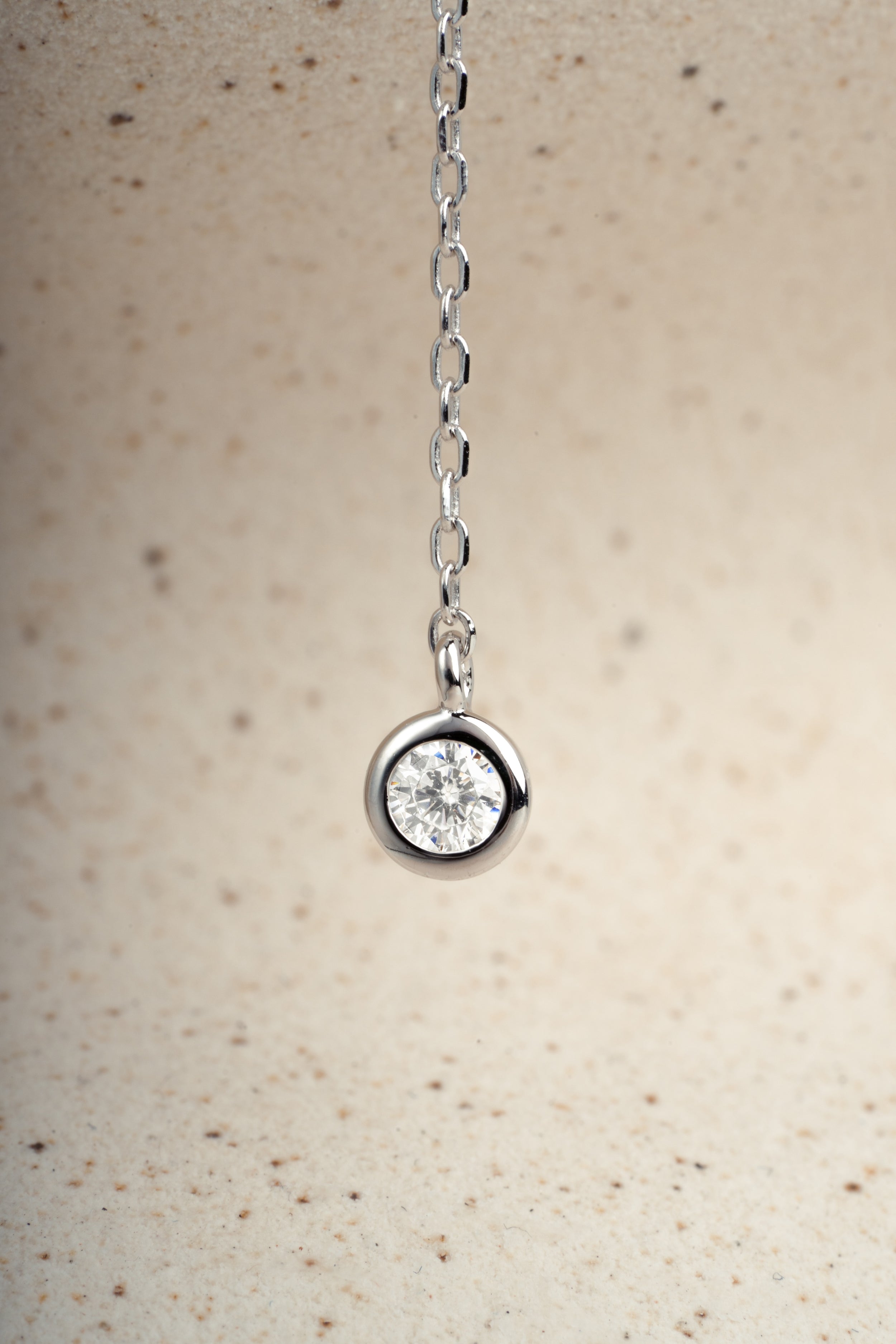 0.3 CT Round Moissanite Diamond Bezel Lariat Necklace