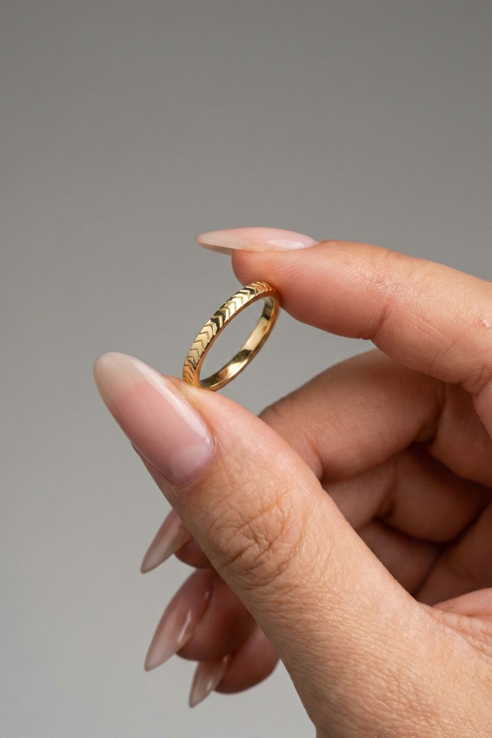 Flat Chevron Patterned Wedding Band