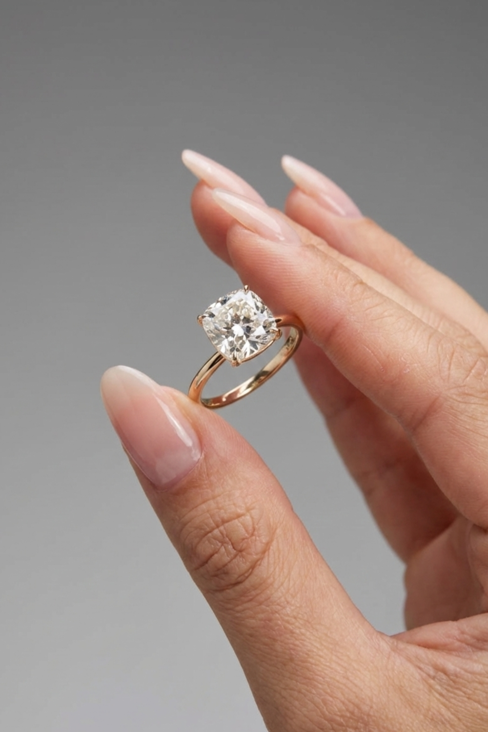 Cushion Cut Solitaire Moissanite Engagement Ring