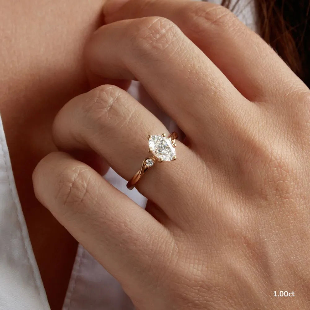 1 CT - 2 CT Oval Cut Three Stone Twisted Moissanite Engagement Ring