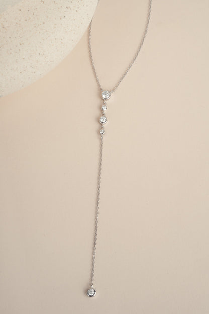 0.3 CT Round Moissanite Diamond Bezel Lariat Necklace