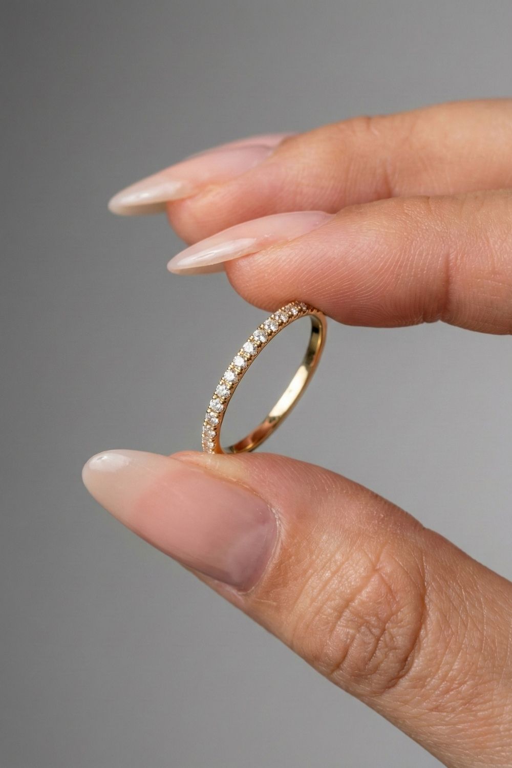 Round CVD Diamond Petite French Pave Wedding Band