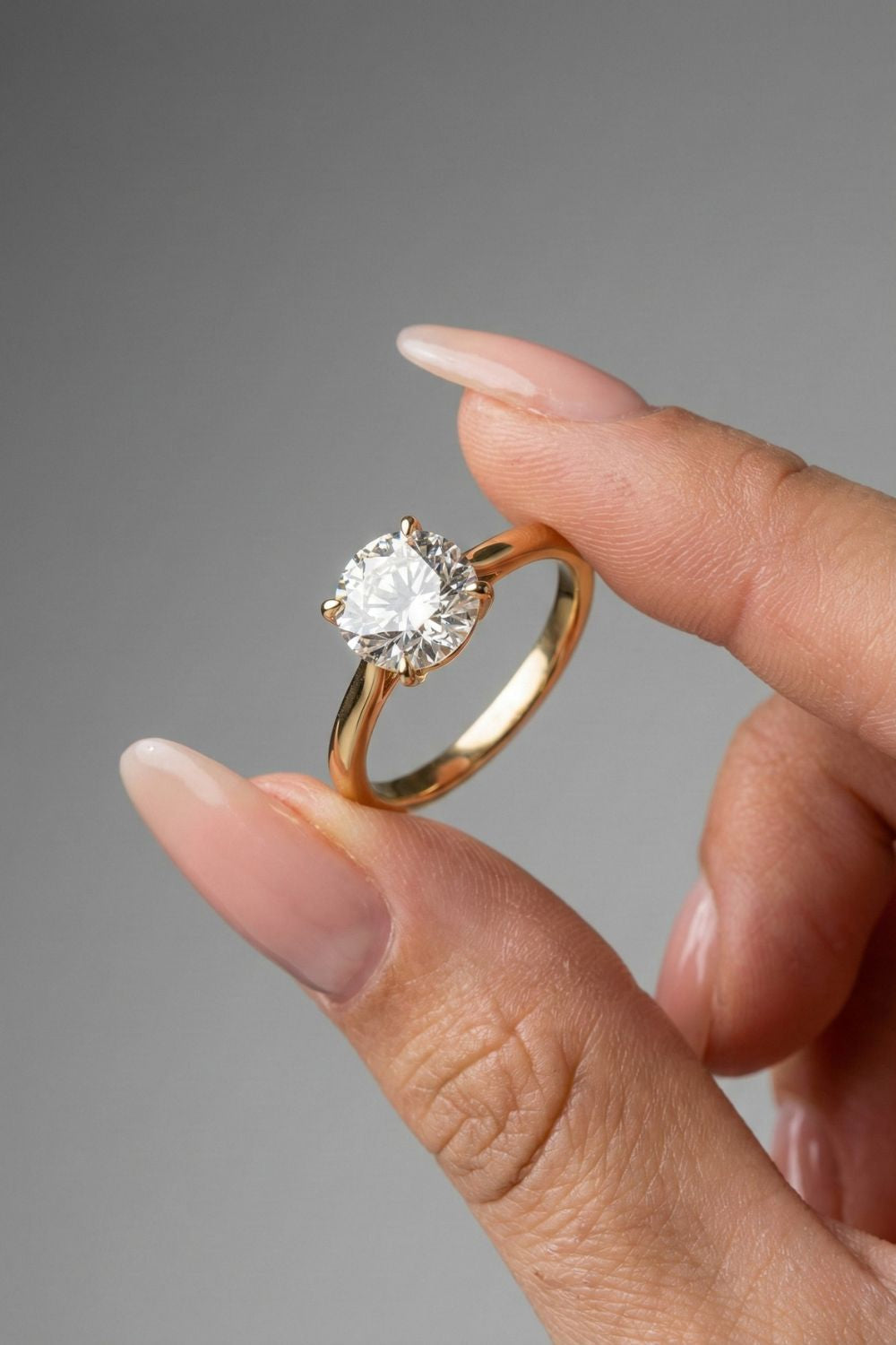 Round Cut Lab grown Diamond Hidden Halo Engagement Ring