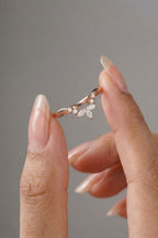 Marquise & Round Moissanite V-Shape Pave Wedding Band
