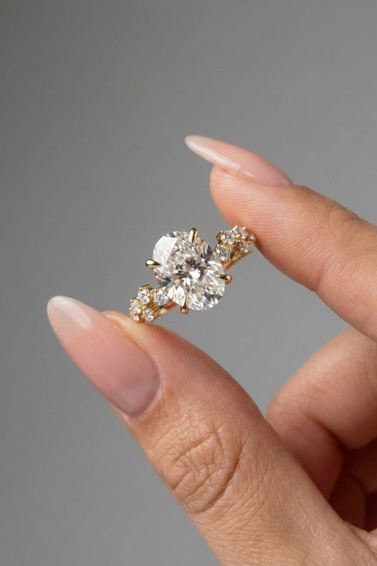 Oval Cut Lab grown Diamond Cluster Engagement Ring