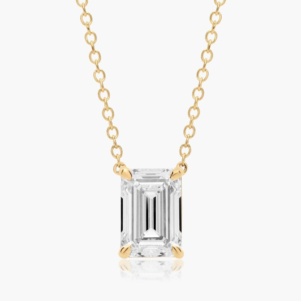 0.25 - 3.00 CT Emerald Cut Moissanite Diamond Solitaire Necklace