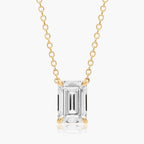 0.25 - 3.00 CT Emerald Cut Moissanite Diamond Solitaire Necklace