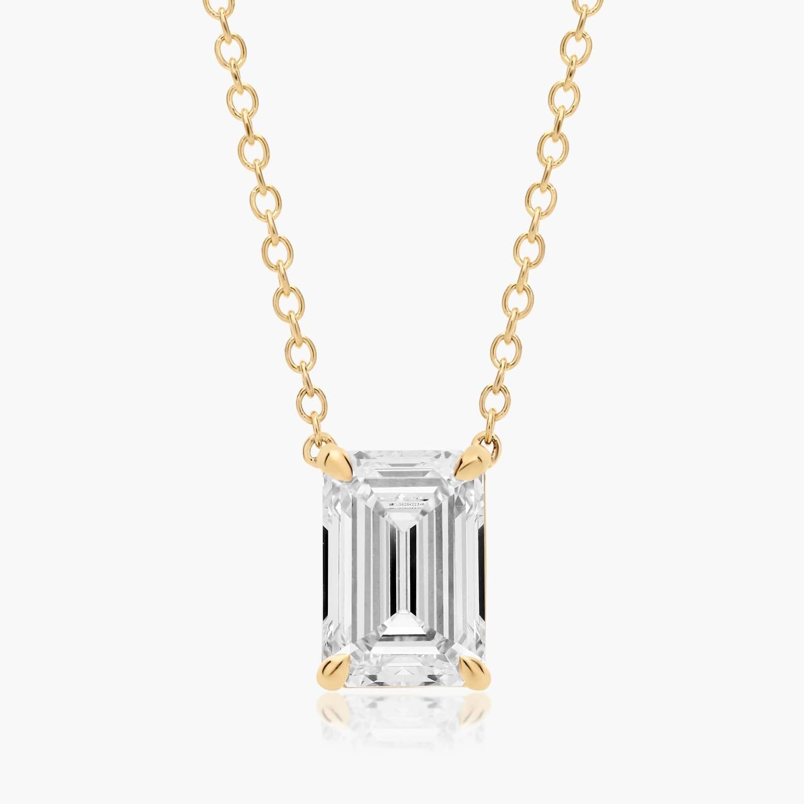 0.25 - 3.00 CT Emerald Cut Moissanite Diamond Solitaire Necklace