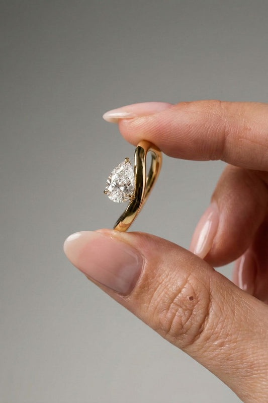 Pear Cut Lab grown Diamond Solitaire Engagement Ring